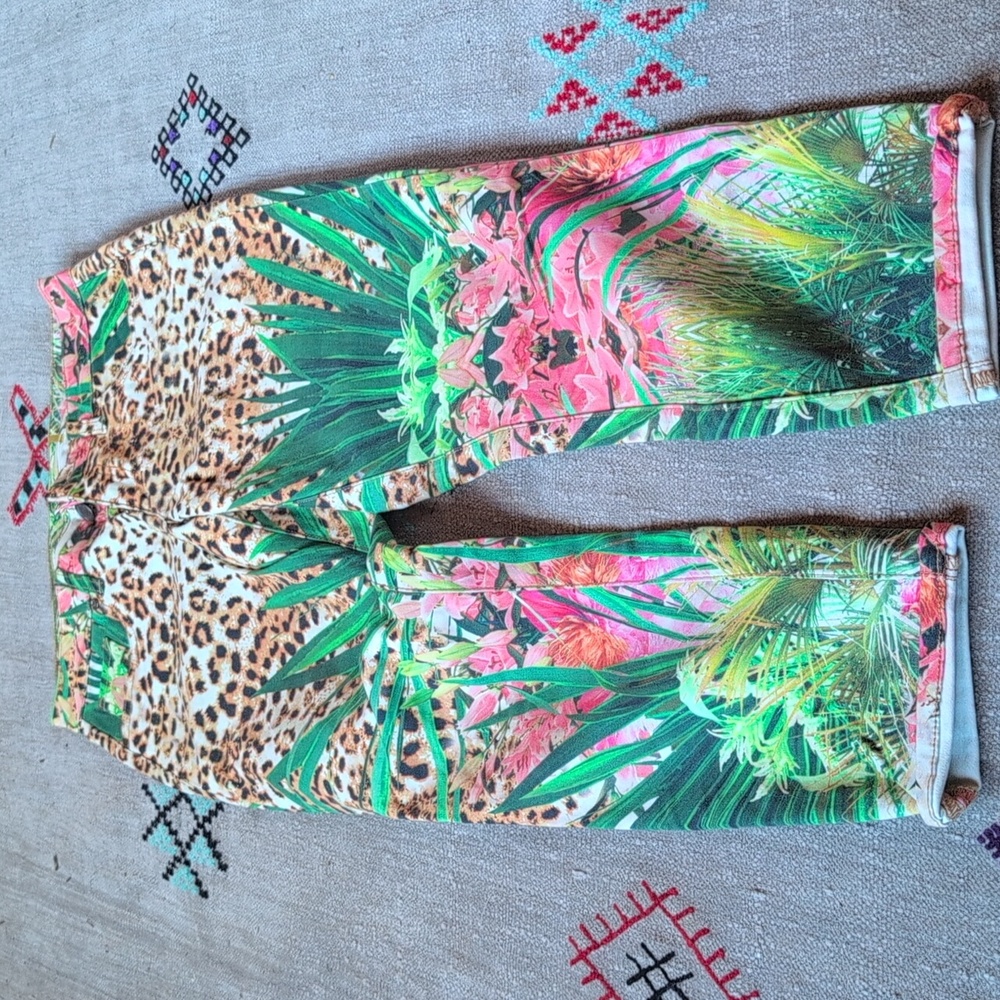 Elie Tahari Green and Tan Patterned Pants